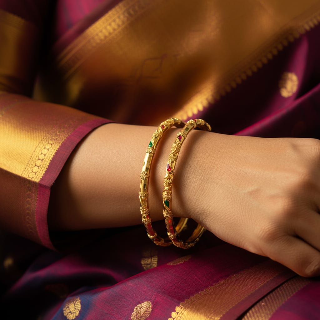 One Gram Gold Bangles with Meenakari Work