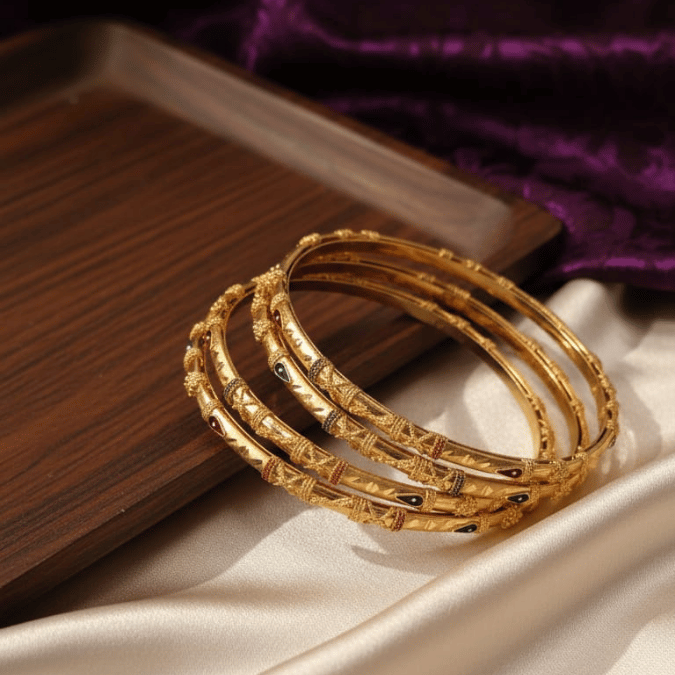 One Gram Gold Bangles with Meenakari Work