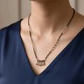 One Gram Gold Black Bead Mangalsutra with CZ Pendant