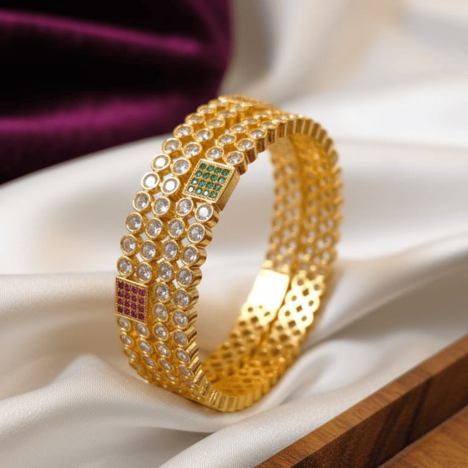 One Gram Gold CZ Multi-Stone Bangles
