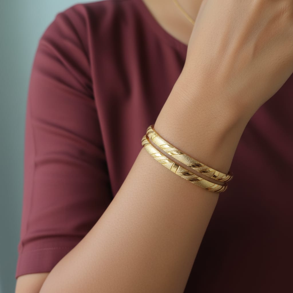 One Gram Gold Diamond-Cut Bangles