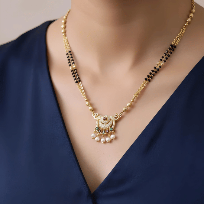 One Gram Gold Mangalsutra with Pearl Drops