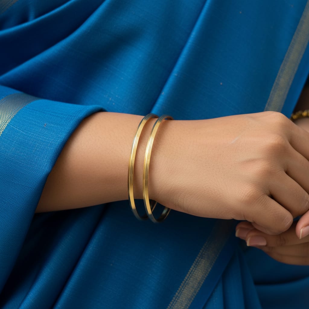 One Gram Gold Multi-Line Grooved Bangles