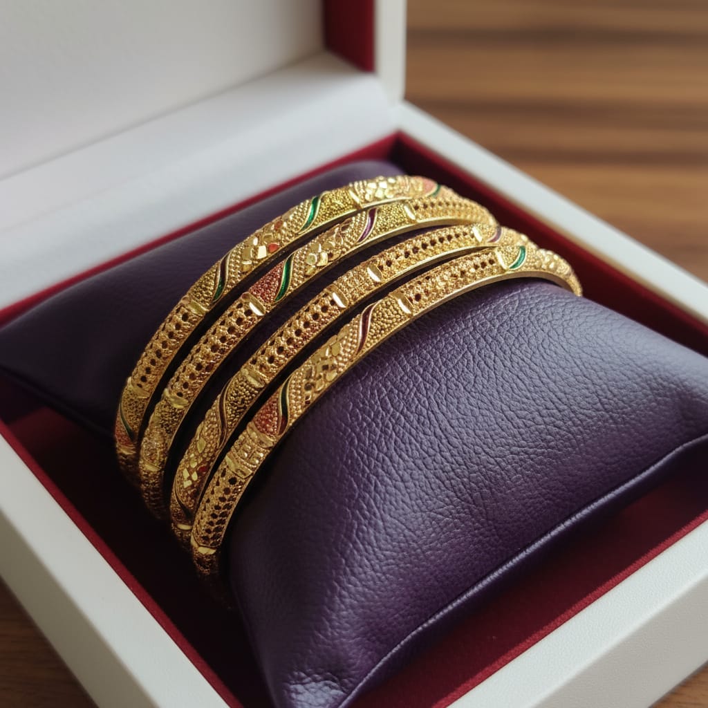 One Gram Gold Twisted Bangles Set