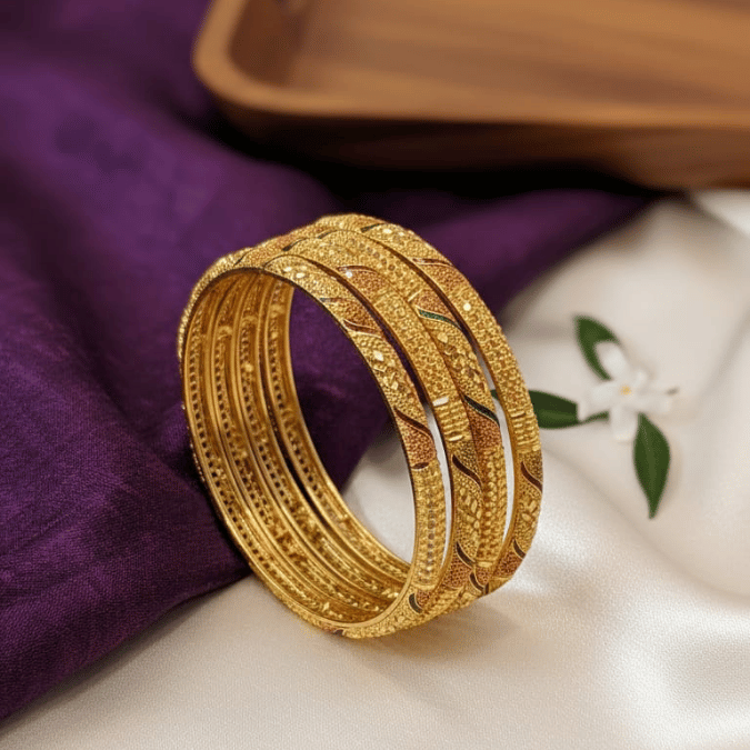 One Gram Gold Twisted Bangles Set