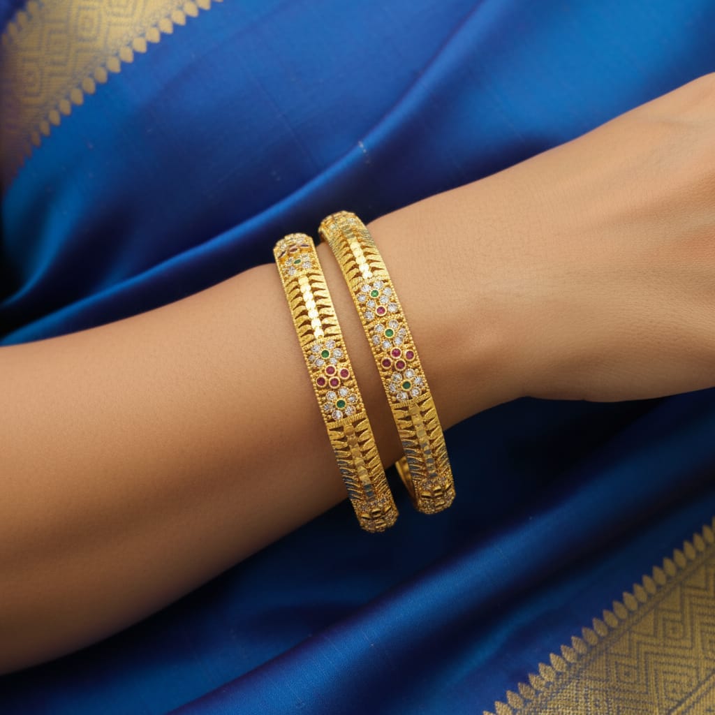 One Gram Gold cz stone Bangles Set