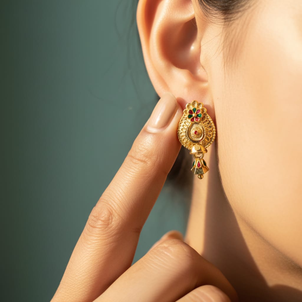 Oval Filigree Shield Meenakari Earrings