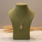 Oval Halo Micro Gold Pendant Chain