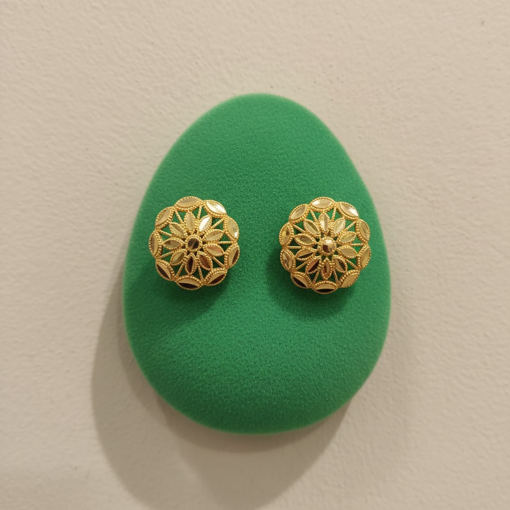 Floral Filigree Gold Dome Earrings