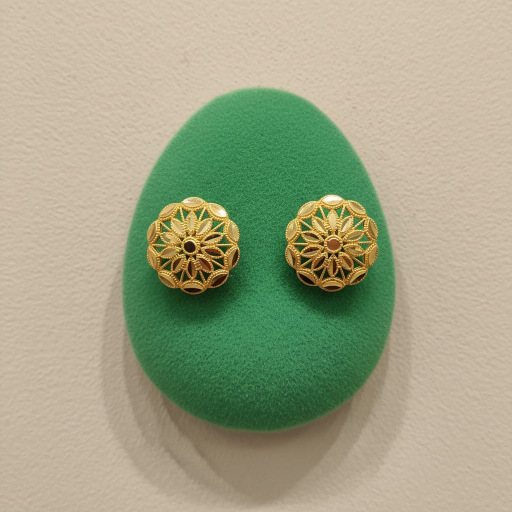 Floral Filigree Gold Dome Earrings