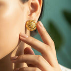 Floral Filigree Gold Dome Earrings