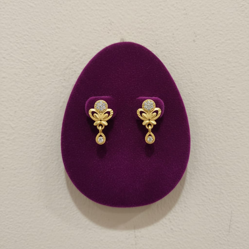 Gold Butterfly Drop Earrings with CZ
