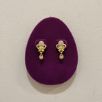 Gold Butterfly Drop Earrings with CZ