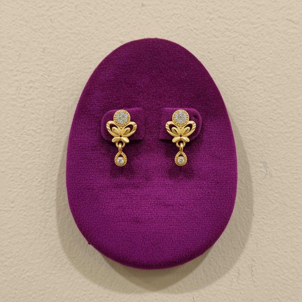 Gold Butterfly Drop Earrings with CZ