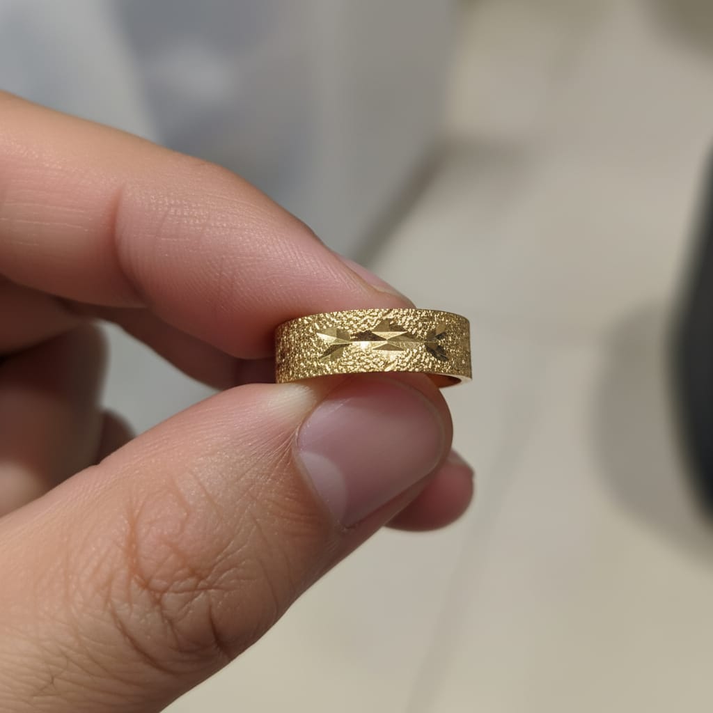 Diamond Cut Textured Gold Ring