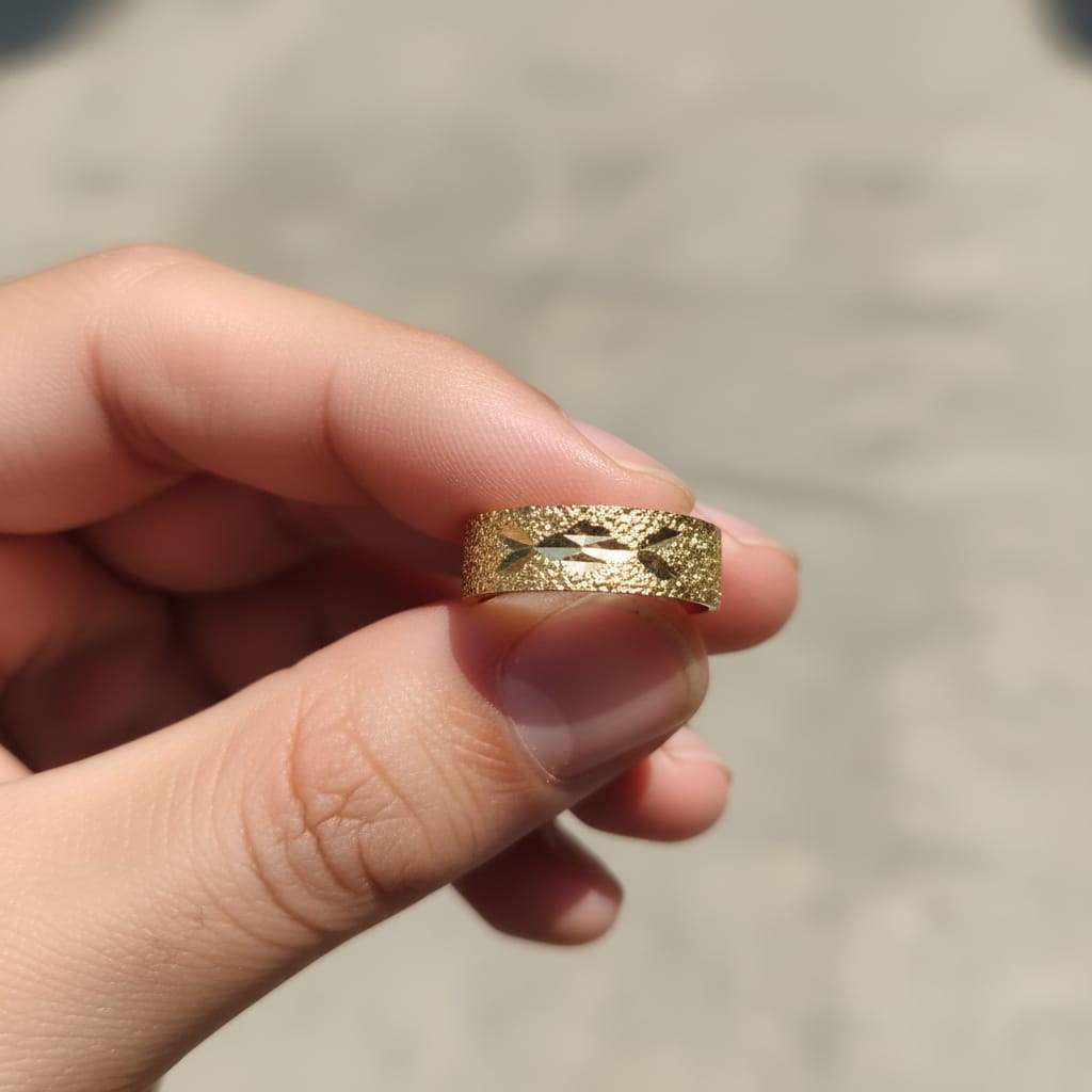 Diamond Cut Textured Gold Ring