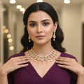 Pastel Leaf & Pearl Rajwadi Necklace Set