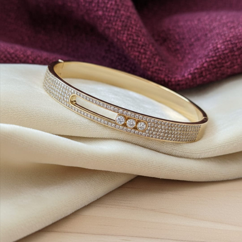 Pavé Trio Slider Gold-Tone Bangle