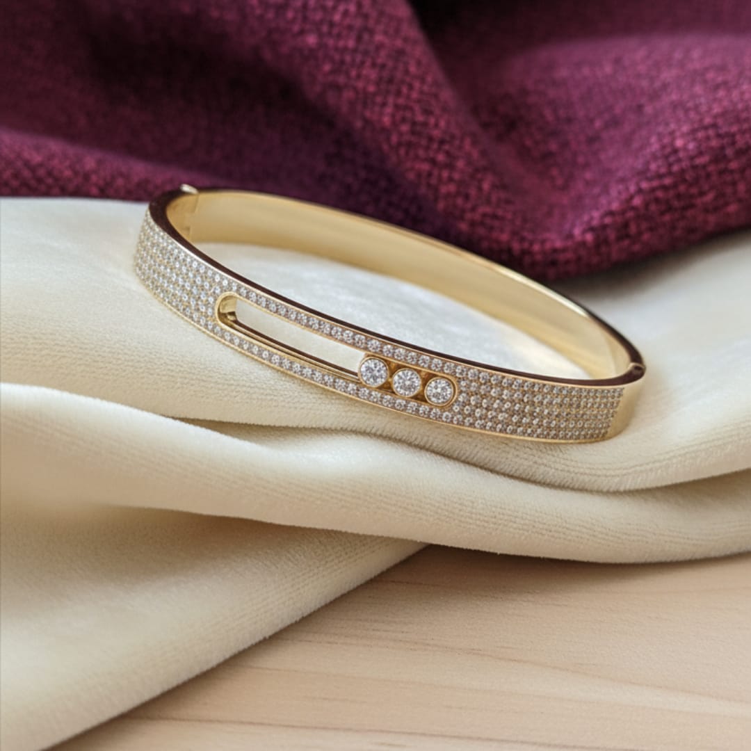 Pavé Trio Slider Gold-Tone Bangle