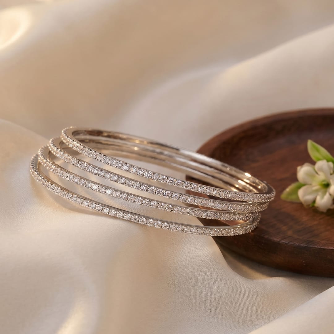 Pavé Zircon Eternity Bangle Set
