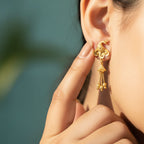 Peacock Gold Tassel Drop Earrings