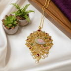 Peacocks CZ Chain Pendant Set with Earrings