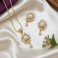 Pearl & CZ Chain Pendant Se