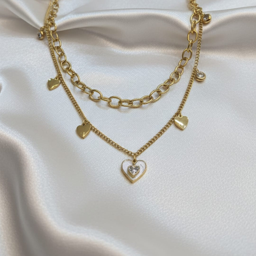 Premium Anti-Tarnish Steel Layered Heart Charm Chain