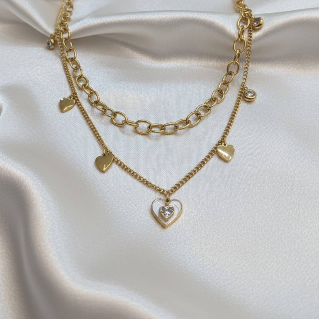 Premium Anti-Tarnish Steel Layered Heart Charm Chain