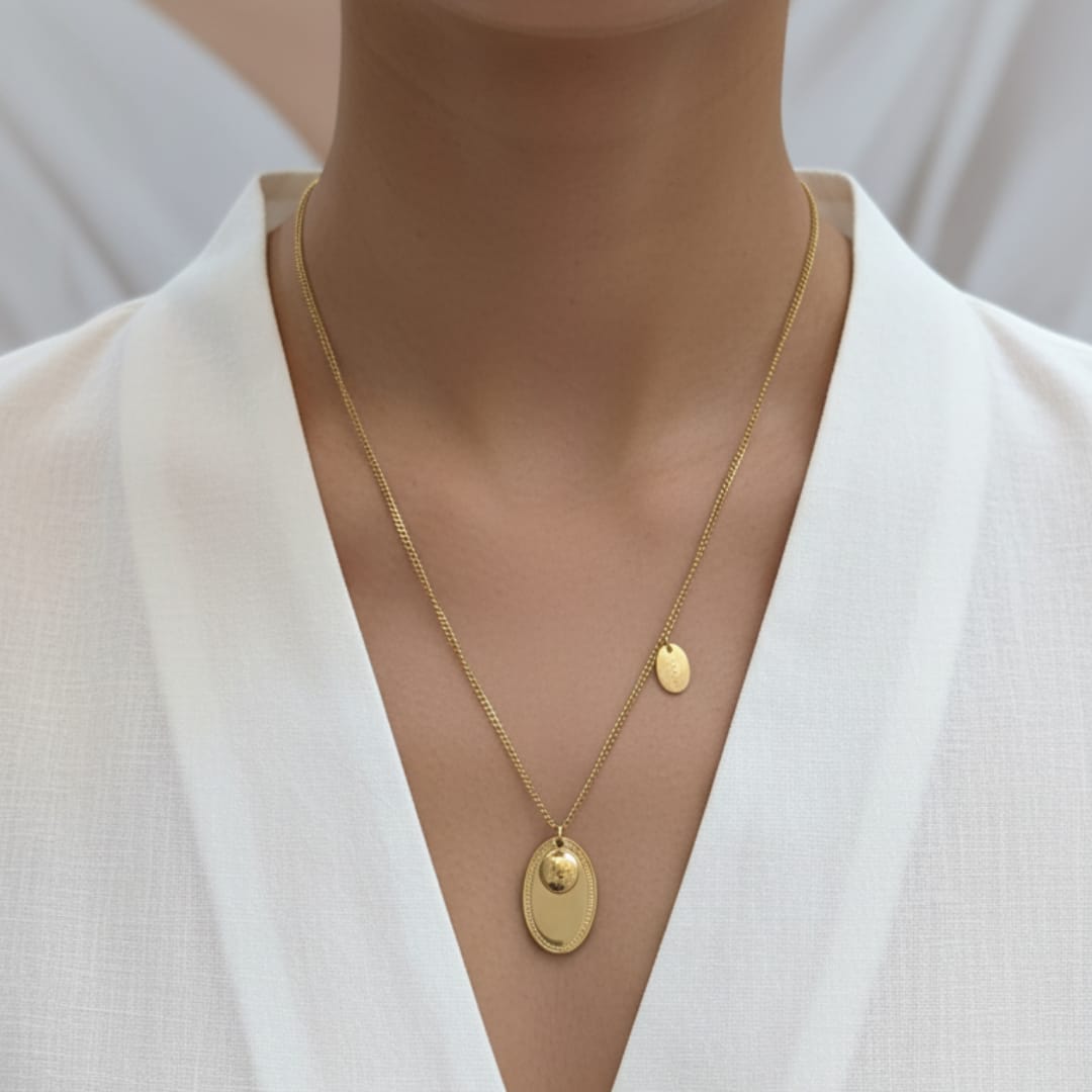 Premium Anti-Tarnish Steel Oval Ball Pendant Chain