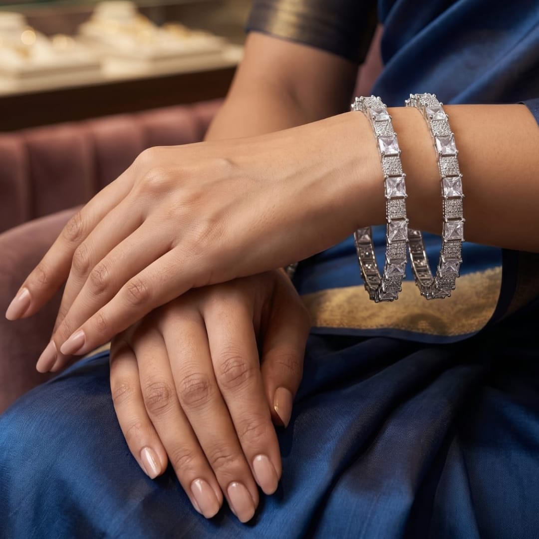 Princess-Cut Zircon Bangle Set