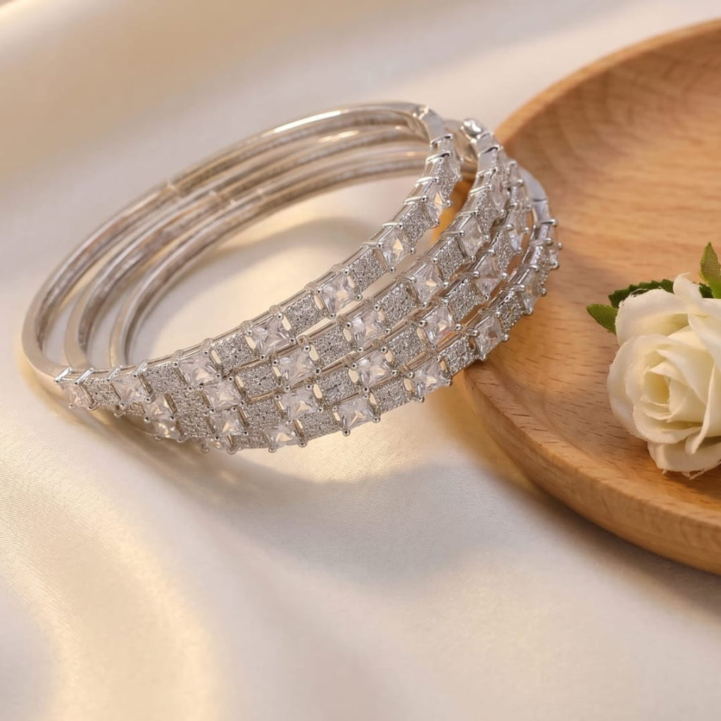 Princess-Cut Zircon Bangle Set