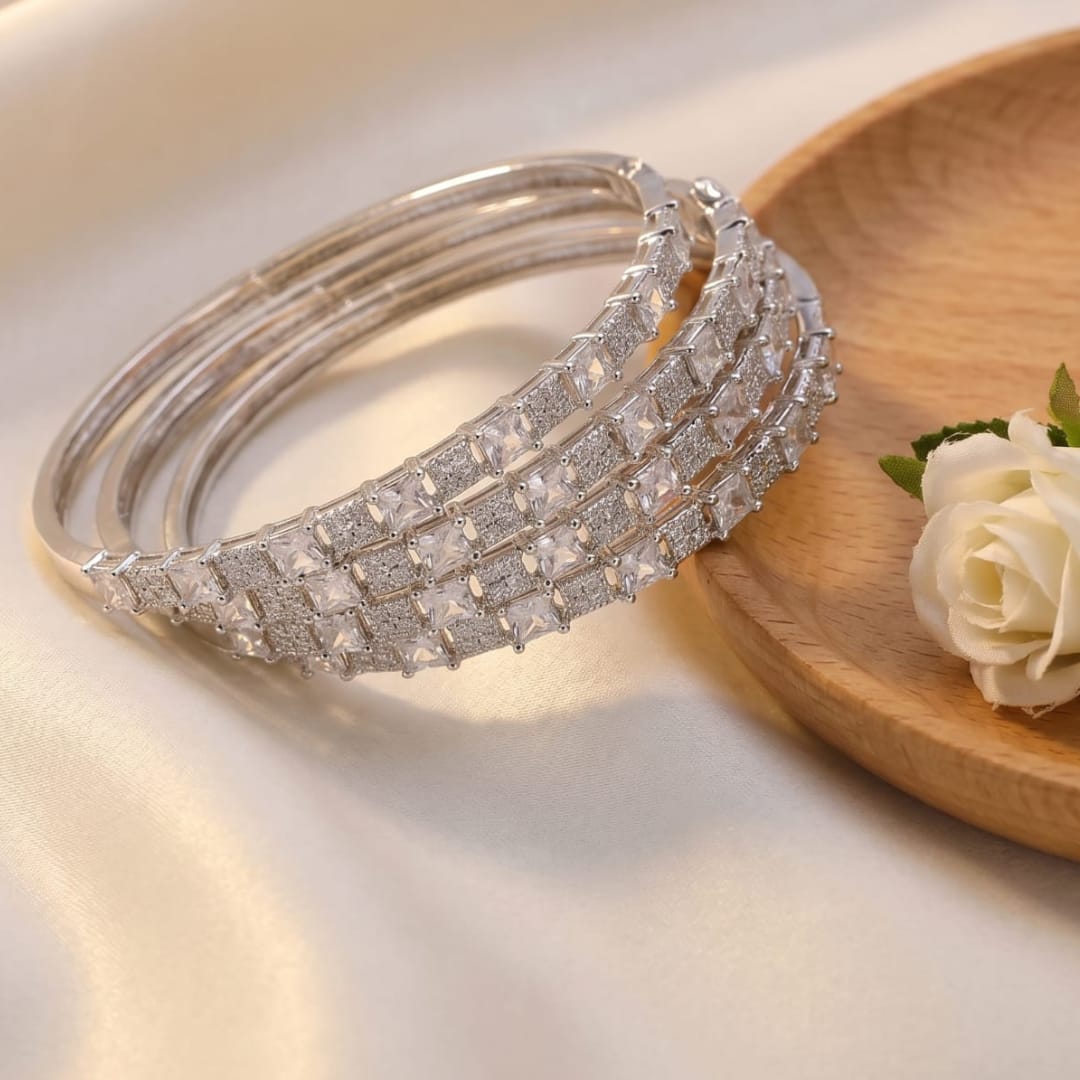 Princess-Cut Zircon Bangle Set