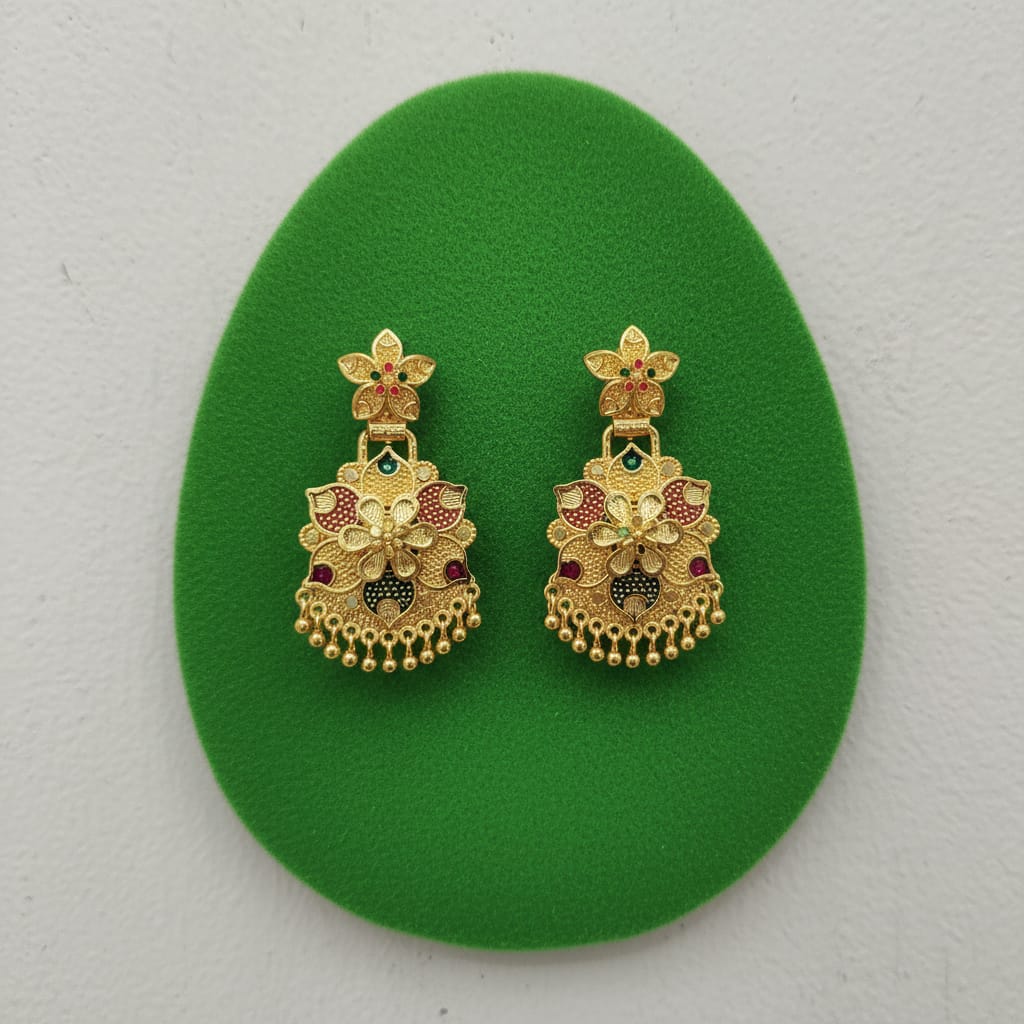 Pushpa Meenakari Chandbali Earrings