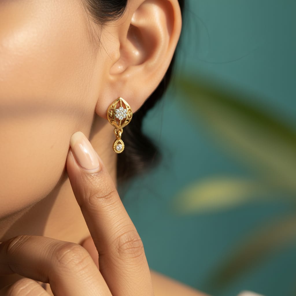 Rewa Filigree Diamond Drop Earrings