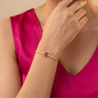 Micro Gold Forming Purple CZ Flower Tennis Bracelet