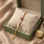 Micro Gold Forming Purple CZ Flower Tennis Bracelet