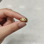 Leaf Engraved Textured Micro Gold Ring