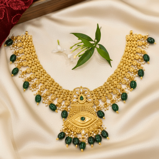 Rajwadi Antique Gold Necklace Sett