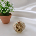 Rajwadi Dancing Peacock Ring on Mother of Pearl with Ruby Crown