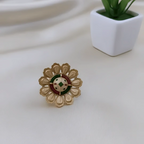 Rajwadi Meenakari Floral Ring with Emerald & Ruby
