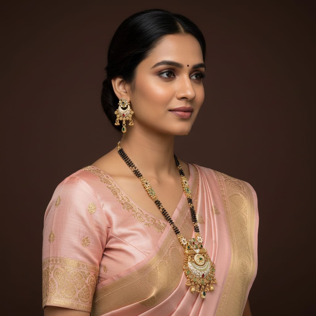 Rajwadi Meenakari Surya Mangalsutra