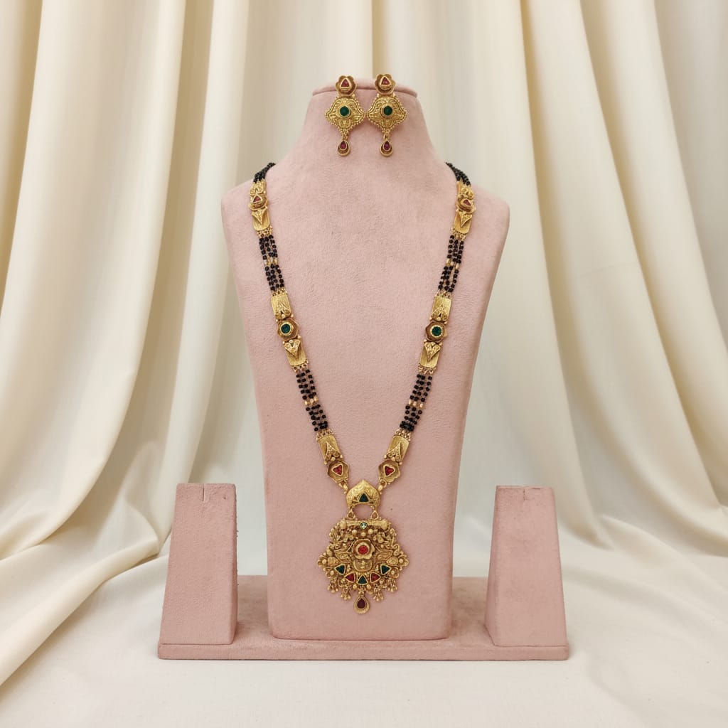 Rajwadi Navratna Mangalsutra Chain Set