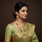 Rajwadi Polki Teardrop Mangalsutra