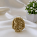 Rajwadi Ram Mandir Temple Scene Ring with Deity Figure & Lotus Petal Border