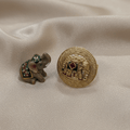 Rajwadi Royal Elephant Disc Ring with Engraved Vine Scrollwork & Ruby Howdah