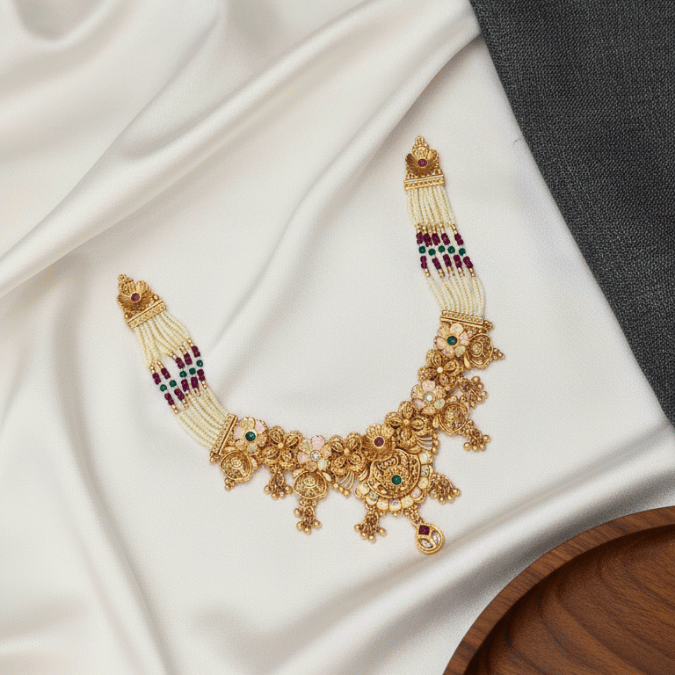 Rajwadi Temple Necklace Set with Earrings
