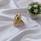 Rajwadi Twin Peacock Ring with Mother of Pearl & Diamond Accent