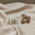 Rajwadi White Enamel Disc Ring with Emerald Kundan Floral Wheel & Polki Sunburst