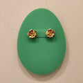 Ribbed Petal Gold Flower Stud Earrings